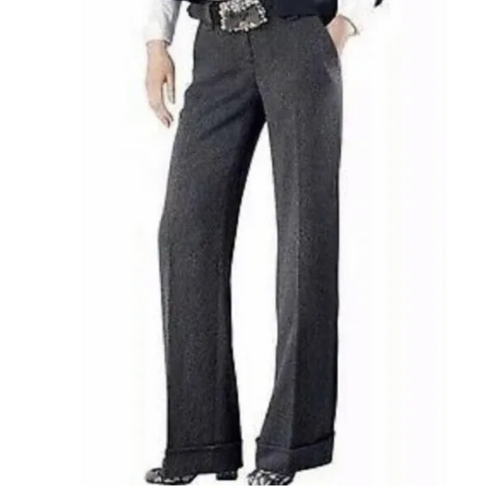 🛍️CAbi Speckled Tweed Wide leg cuffed pant Size 8🛍️